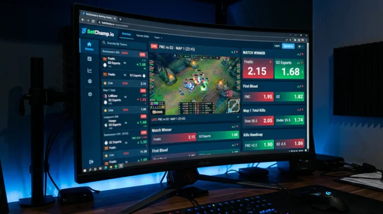 Zakłady na żywo na mecze League of Legends -- ekran z kursami live zmieniającymi się w trakcie gry